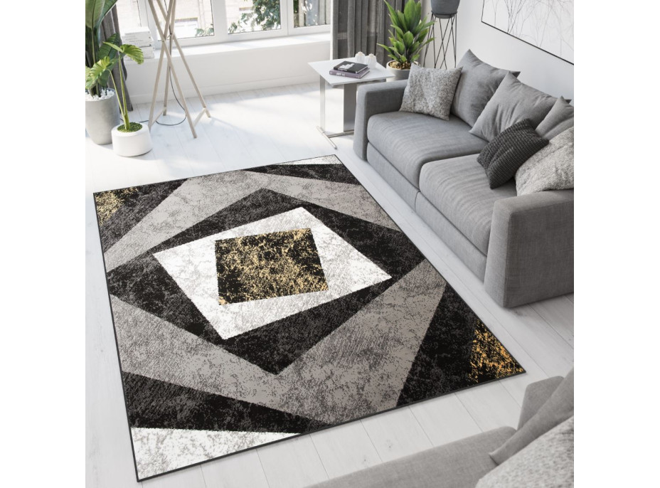 Kusový koberec TAPIS Vertigo - žlutý/šedý