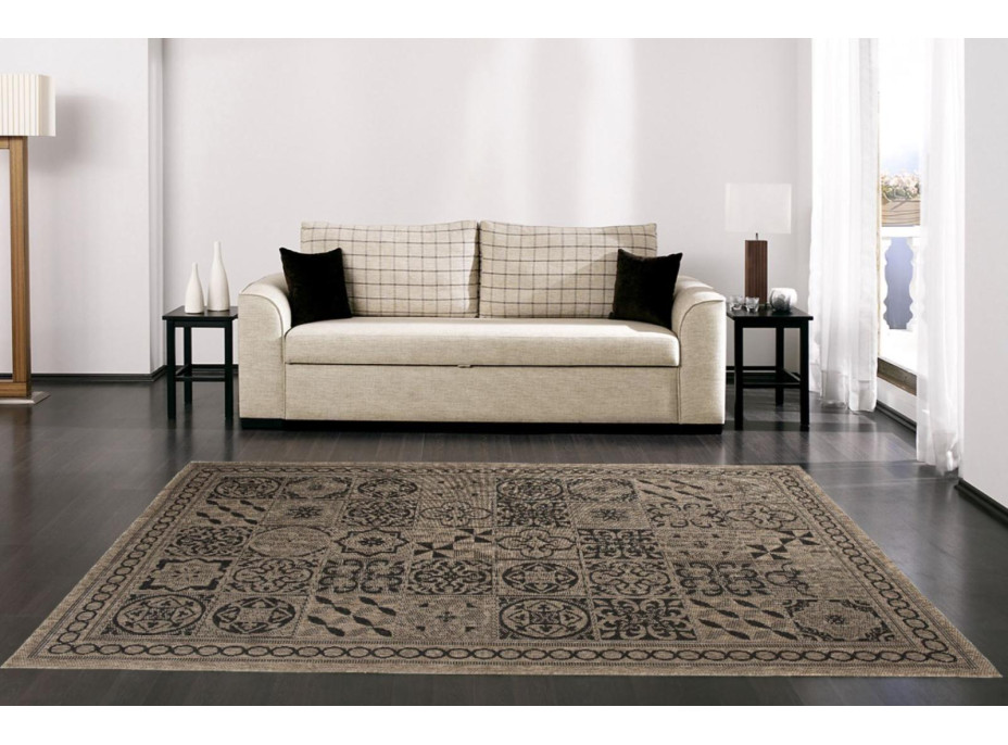Sisalový PP koberec TILES - hnedý/čierny