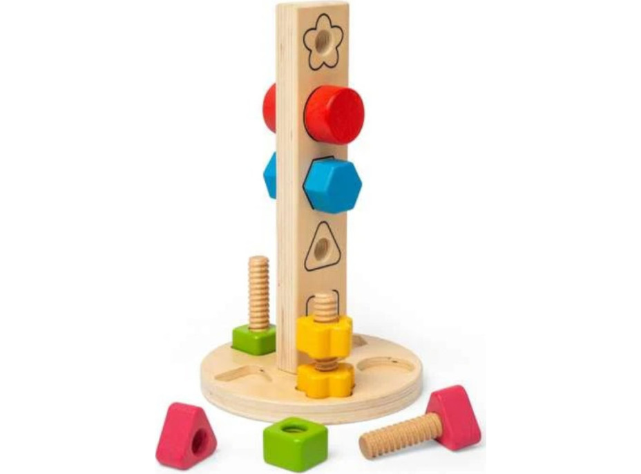 Bigjigs Toys Drevená veža s maticami a skrutkami