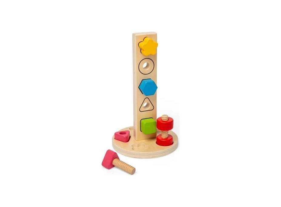 Bigjigs Toys Drevená veža s maticami a skrutkami