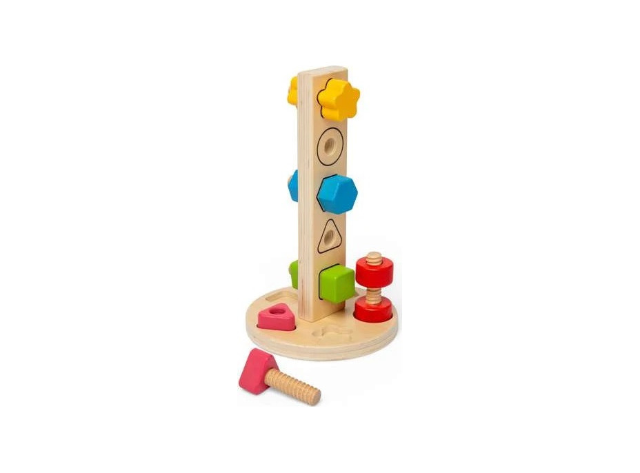 Bigjigs Toys Drevená veža s maticami a skrutkami