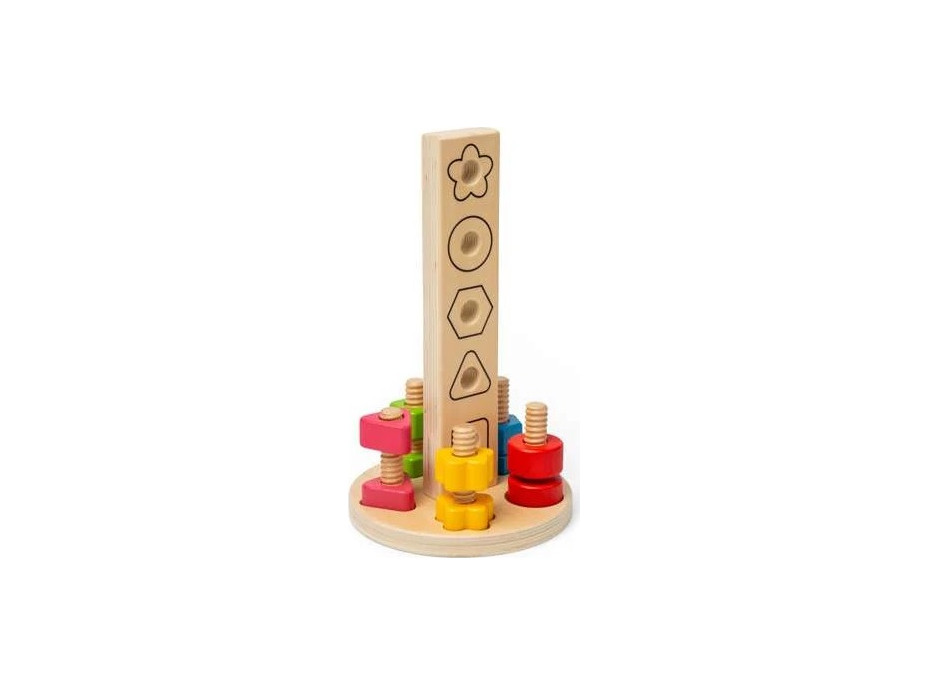Bigjigs Toys Drevená veža s maticami a skrutkami