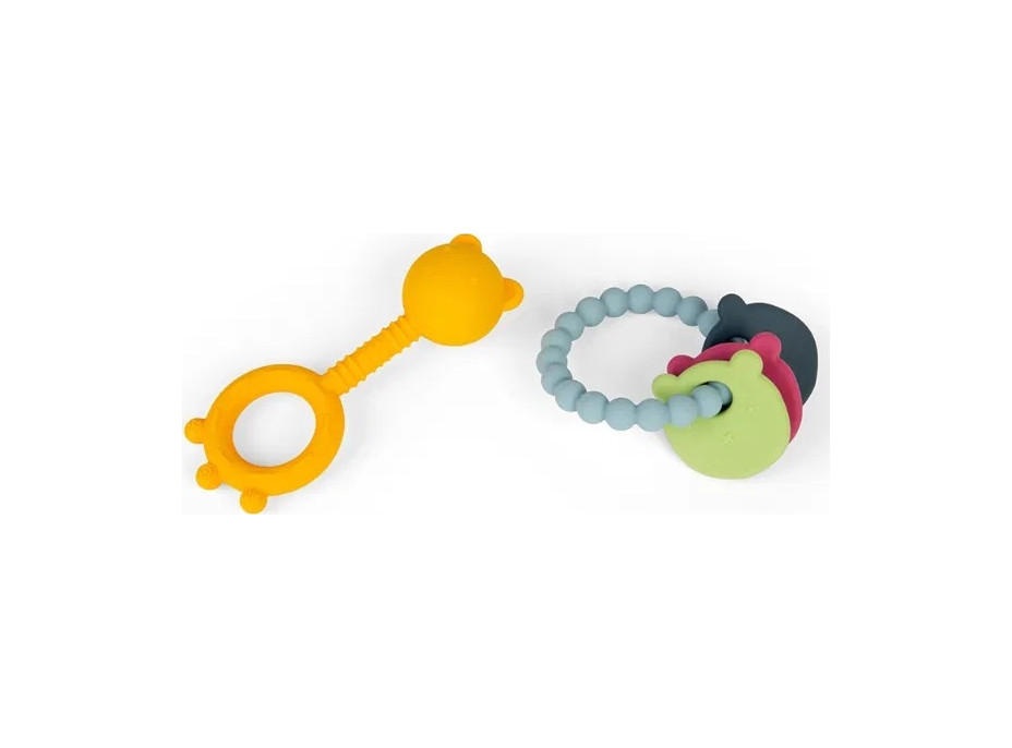 Bigjigs Toys Hrkálka a hryzátko 2 v 1 a hryzací krúžok Medvedík