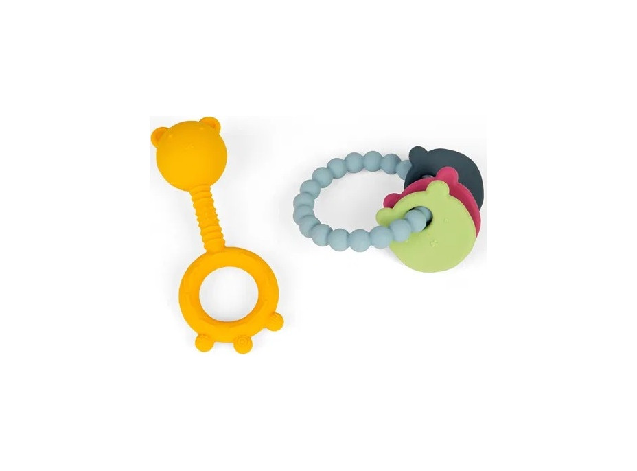 Bigjigs Toys Hrkálka a hryzátko 2 v 1 a hryzací krúžok Medvedík