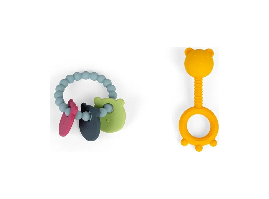 Bigjigs Toys Hrkálka a hryzátko 2 v 1 a hryzací krúžok Medvedík