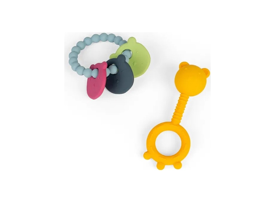 Bigjigs Toys Hrkálka a hryzátko 2 v 1 a hryzací krúžok Medvedík