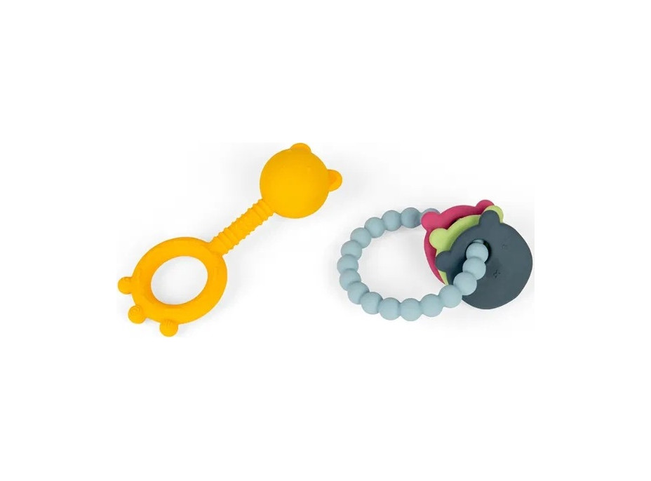 Bigjigs Toys Hrkálka a hryzátko 2 v 1 a hryzací krúžok Medvedík