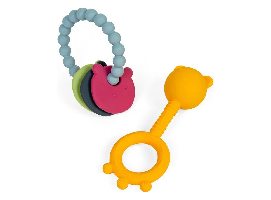 Bigjigs Toys Hrkálka a hryzátko 2 v 1 a hryzací krúžok Medvedík