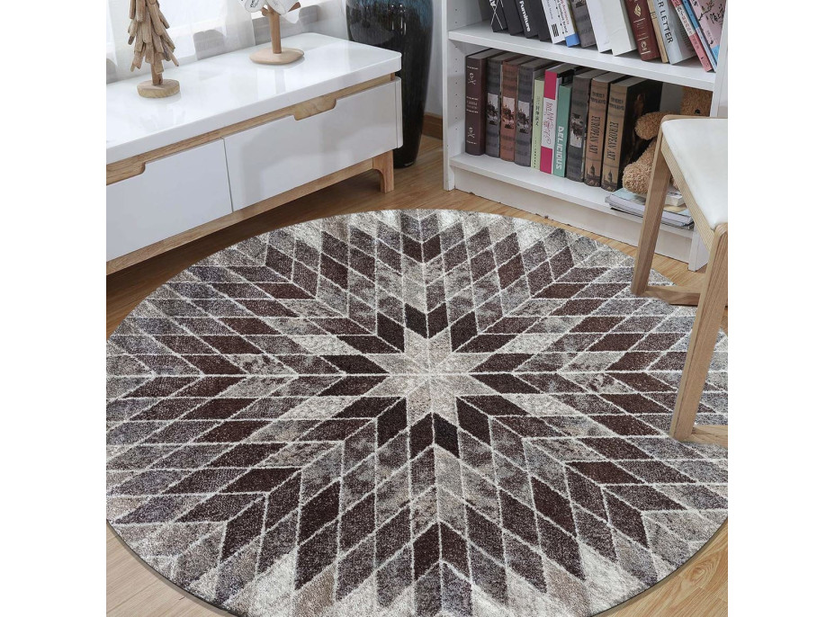 Kusový koberec PANNE mandala circle - odtiene béžovej