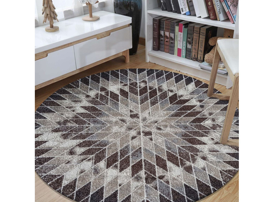 Kusový koberec PANNE mandala circle - odtiene hnedej