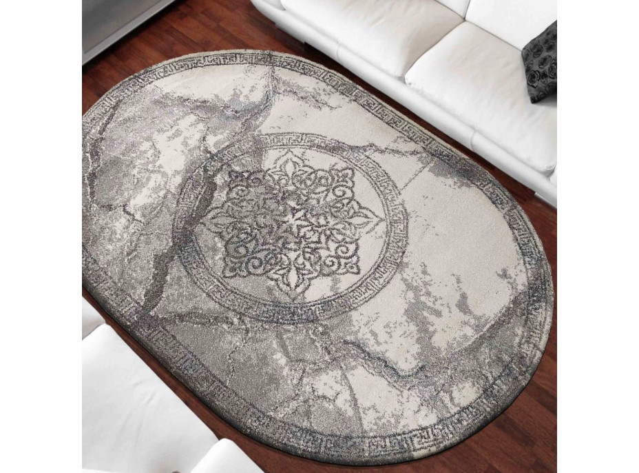 Kusový koberec STIVA ornament oval - šedý