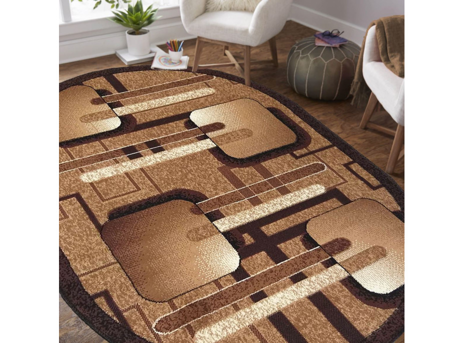 Kusový oválny koberec ALPHA Slide - hnedý