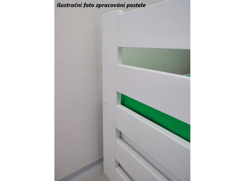 Detská posteľ z masívu borovice MONI s prístelkou a šuplíky - 180x80 cm - BIELA