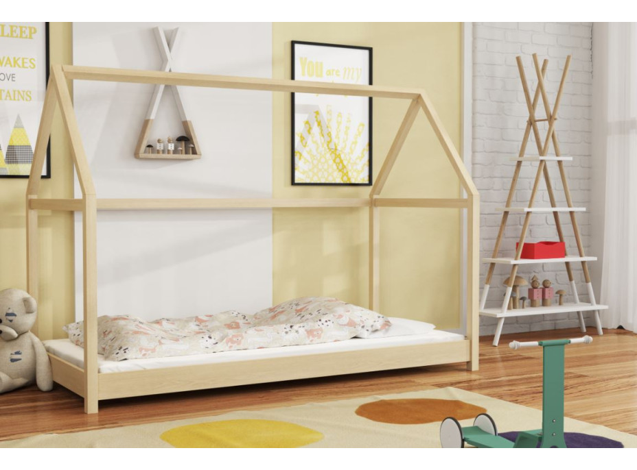 Detská domčeková Montessori posteľ z masívu borovice VERONIKA - 180x80 cm - PRÍRODNÁ BOROVICA