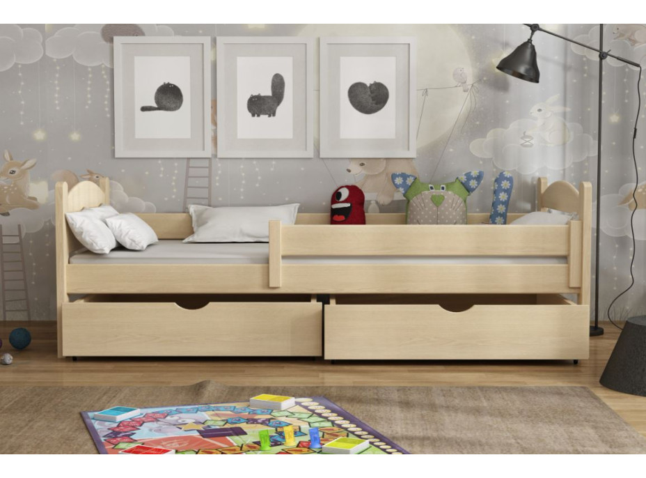 Detská posteľ z masívu borovice ELENA so šuplíkmi - 180x80 cm - PRÍRODNÁ BOROVICA