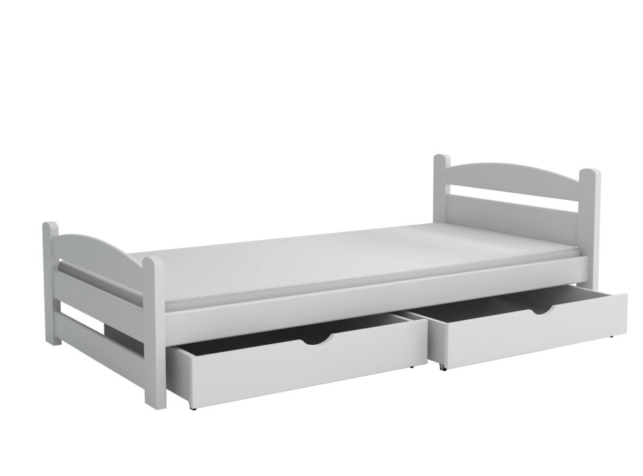 Detská posteľ z masívu borovice MAX so šuplíkmi - 180x80 cm - BIELA