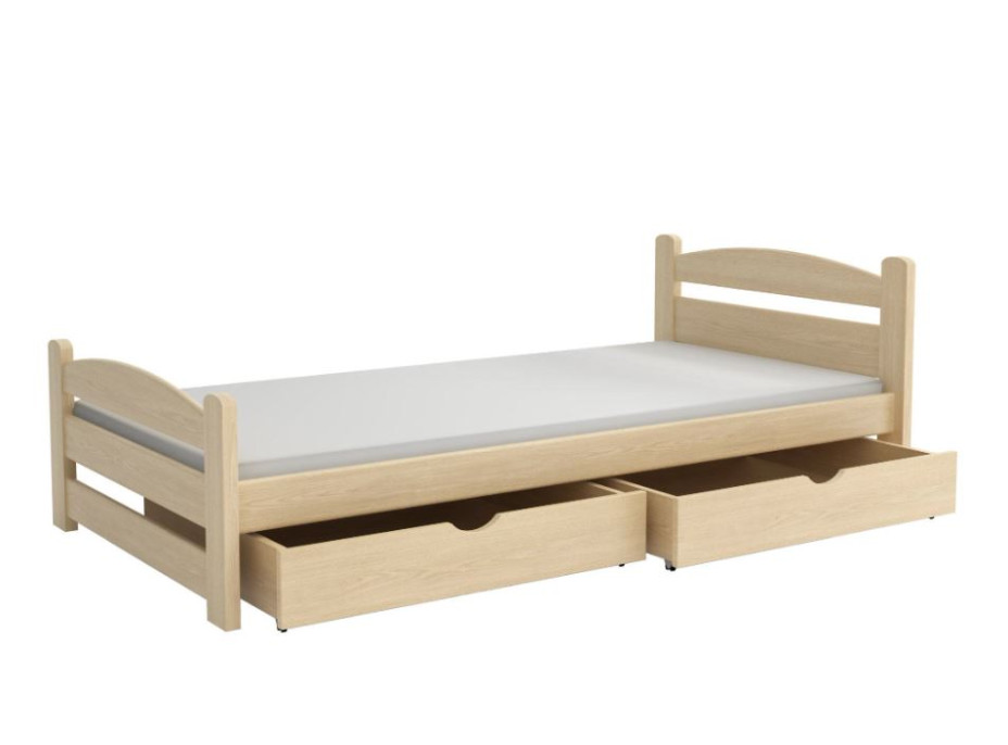 Detská posteľ z masívu borovice MAX so šuplíkmi - 180x80 cm - PRÍRODNÁ BOROVICA