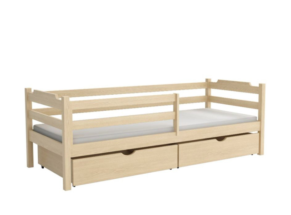 Detská posteľ z masívu borovice MIKULÁŠ so šuplíkmi - 180x80 cm - PRÍRODNÁ BOROVICA