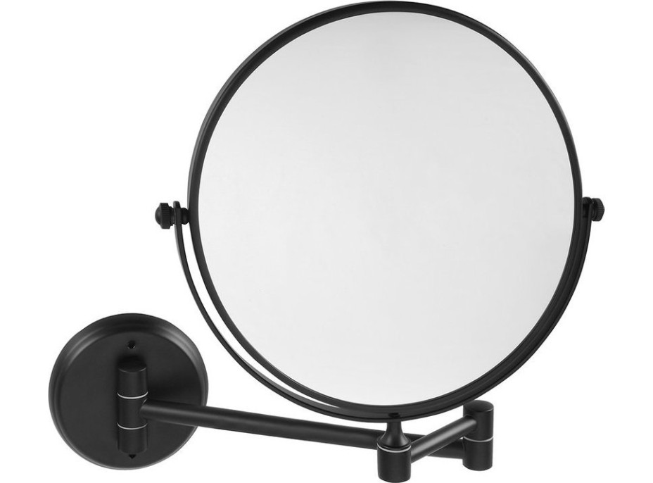 Sapho X-ROUND BLACK E kozmetické zrkadlo závesné, Ø 200mm, obojstranné, čierna mat XR010B