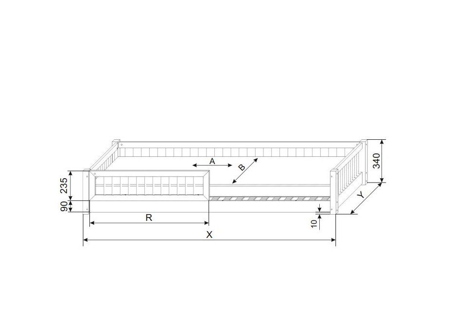 Detská Montessori posteľ z masívu borovice BASIC - 200x90 cm
