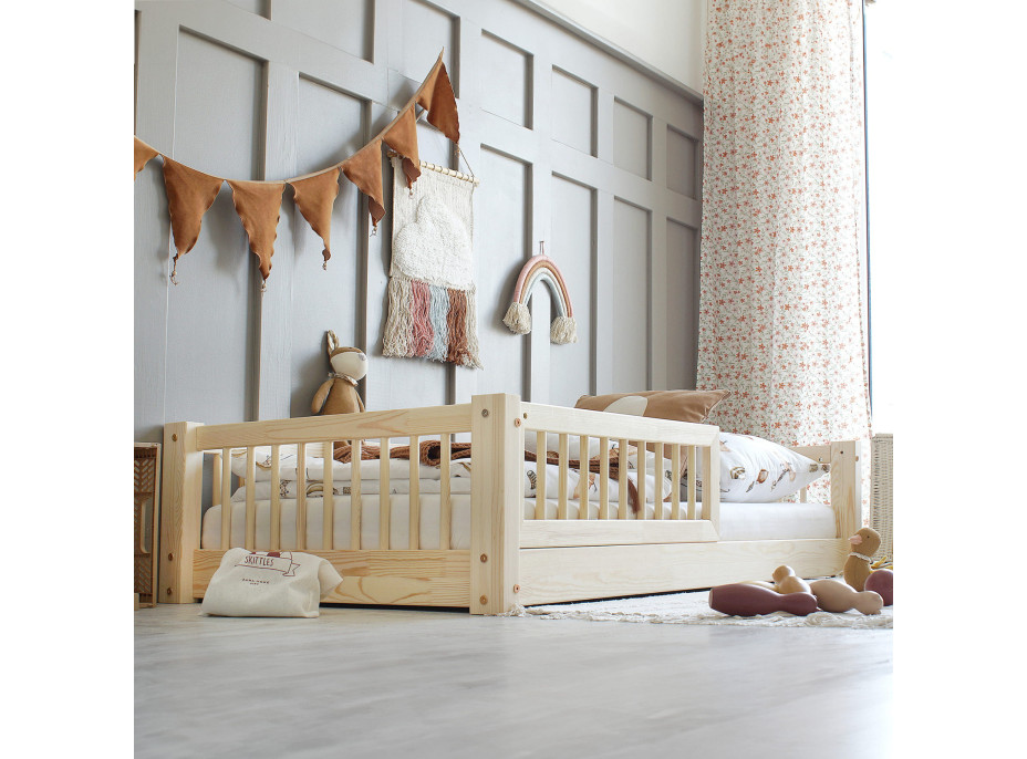 Detská Montessori posteľ z masívu borovice BASIC - 180x80 cm