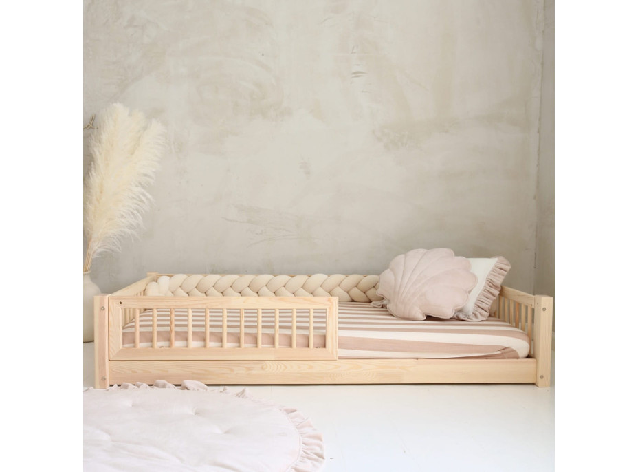 Detská Montessori posteľ z masívu borovice BASIC - 180x80 cm