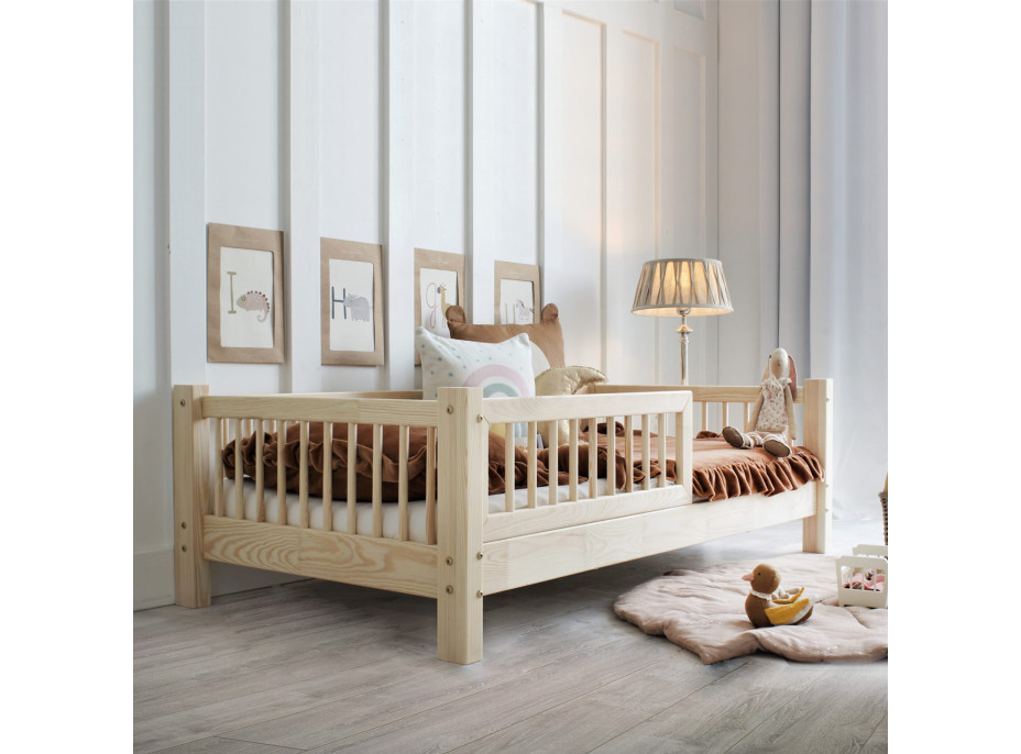 Detská posteľ z masívu borovice Basic BELLO (so šuplíkom/s prístelkou) - 180x80 cm [CLONE]