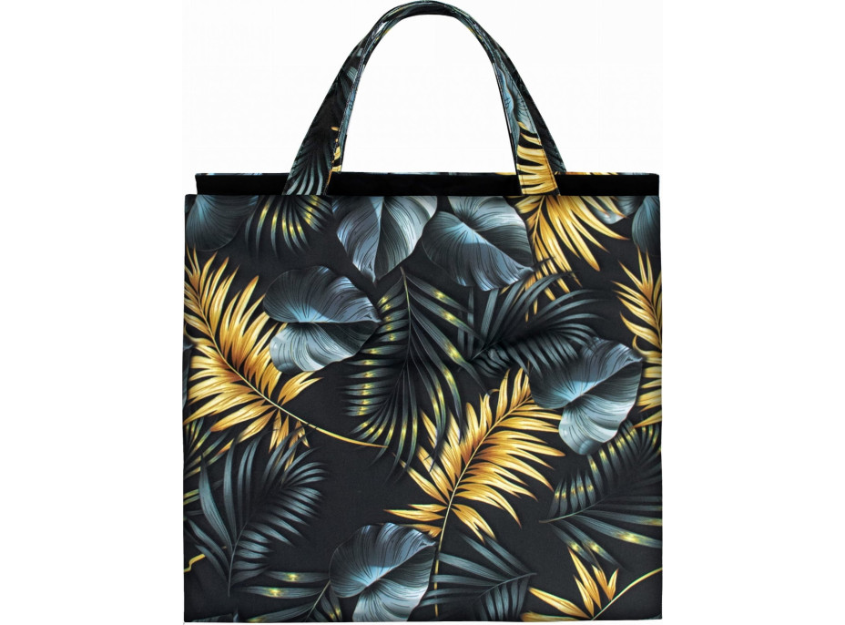 Obojstranná plážová podložka 180x50x3 cm - čierna/Golden Palms