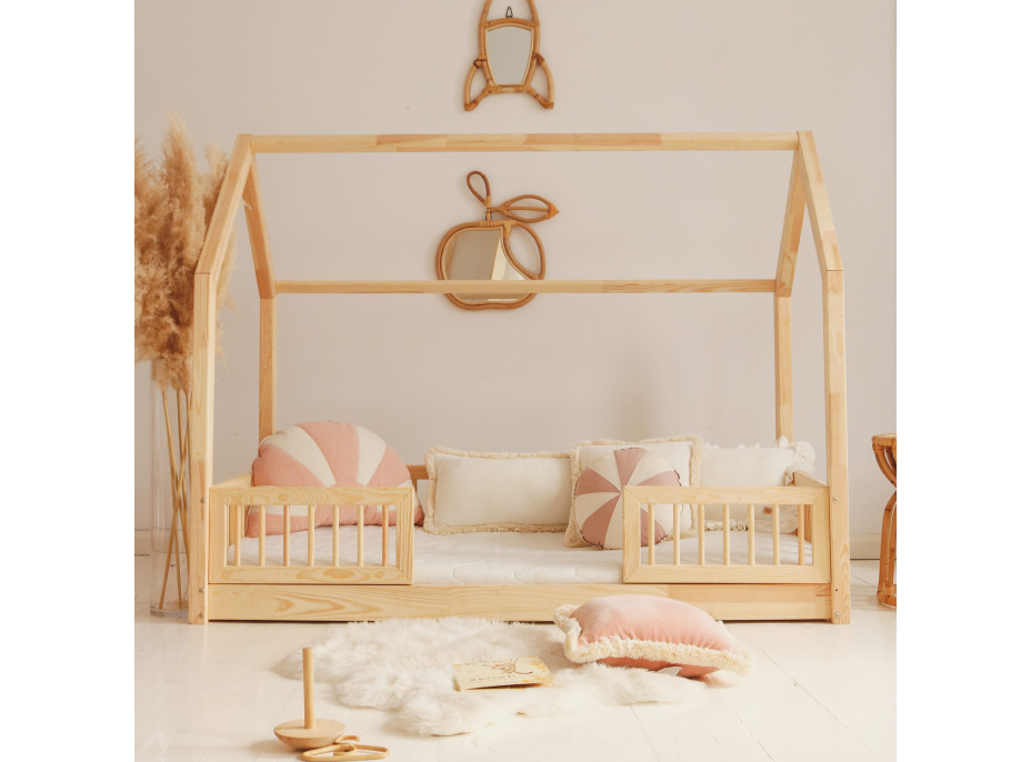 Detská domčeková Montessori posteľ z masívu borovice PIOLI DUO - 200x90 cm