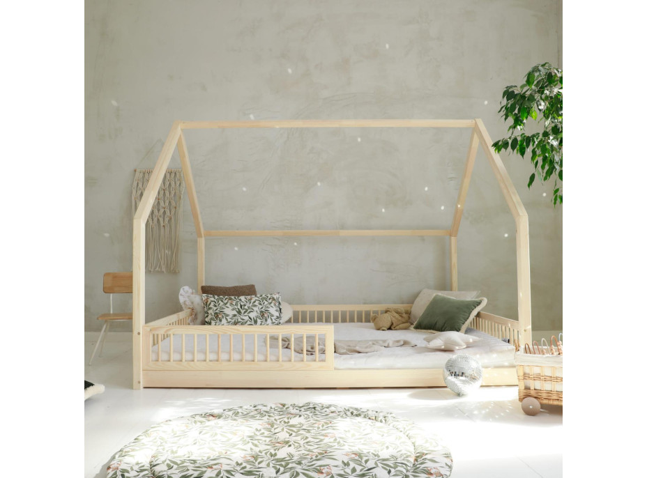 Detská domčeková Montessori posteľ z masívu borovice PIOLI - 200x140 cm