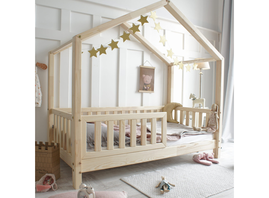 Detská domčeková posteľ z masívu borovice Bedhouse FENCE (so šuplíkom/s prístelkou) - 200x90 cm