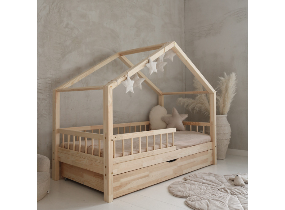 Detská domčeková posteľ z masívu borovice Bedhouse BELLO (so šuplíkom/s prístelkou) - 200x90 cm
