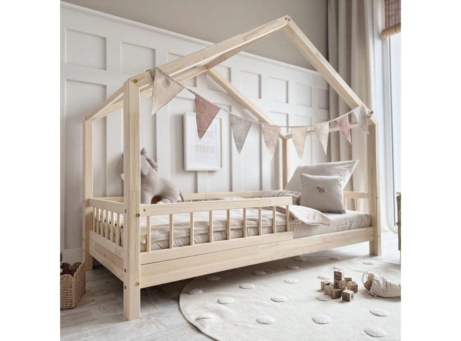 Detská domčeková posteľ z masívu borovice Bedhouse BELLO (so šuplíkom/s prístelkou) - 200x90 cm