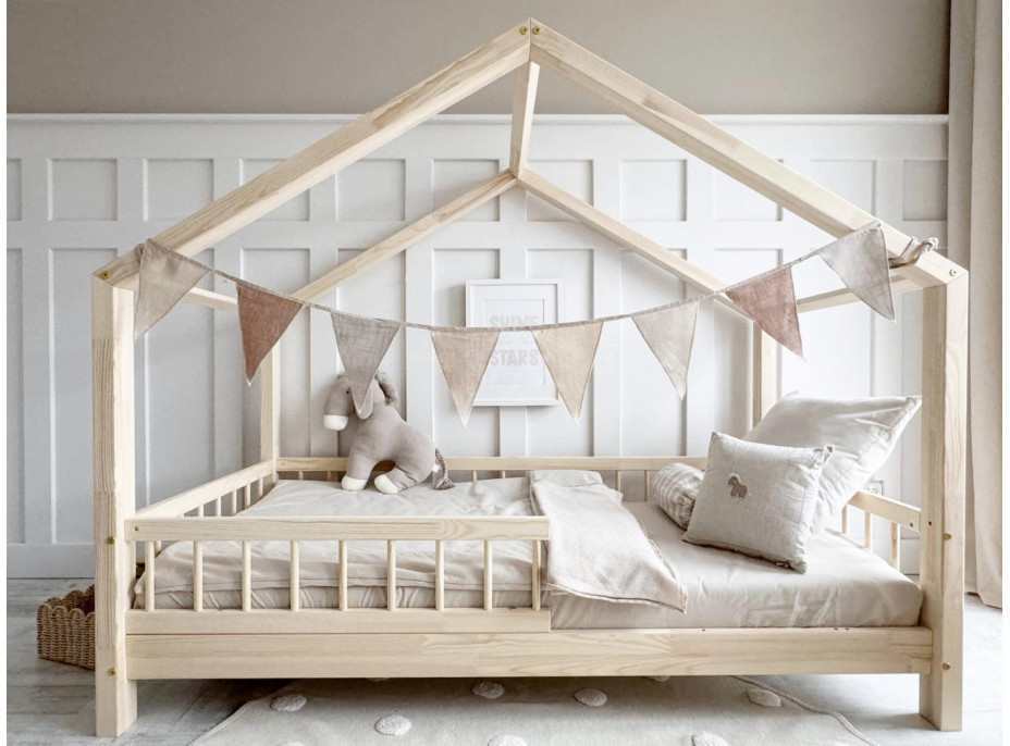 Detská domčeková posteľ z masívu borovice Bedhouse BELLO (so šuplíkom/s prístelkou) - 200x90 cm