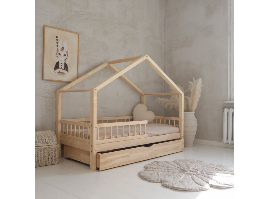 Detská domčeková posteľ z masívu borovice Bedhouse BELLO (so šuplíkom/s prístelkou) - 200x90 cm