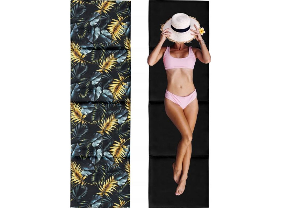 Obojstranná plážová podložka 180x50x3 cm - čierna/Golden Palms