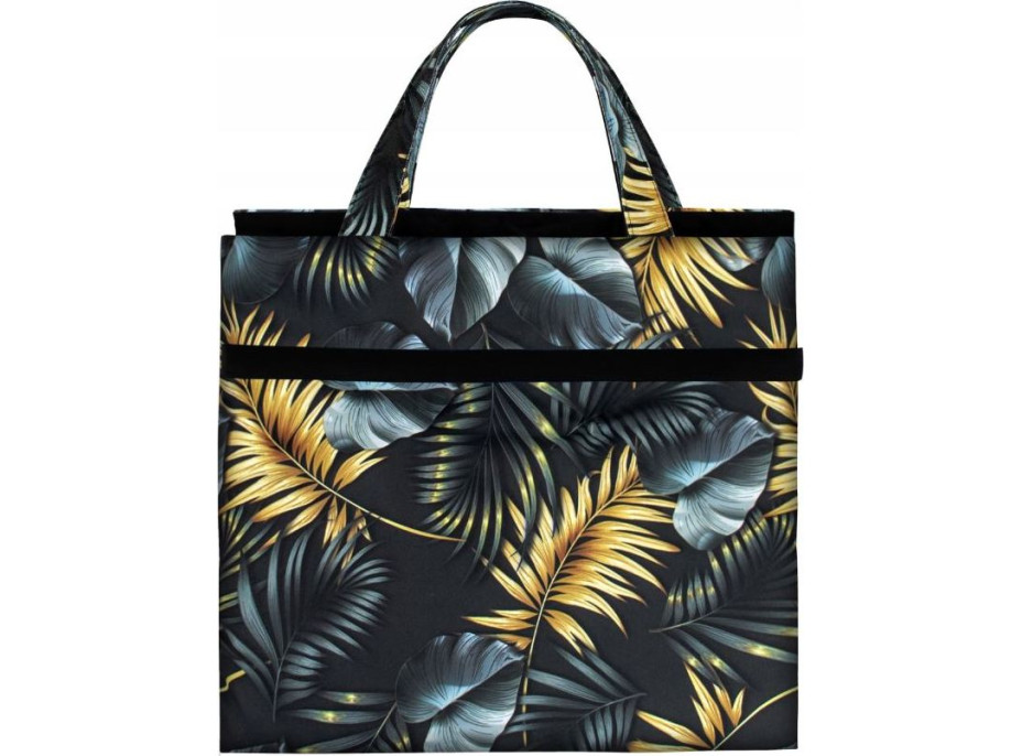 Obojstranná plážová podložka 180x50x3 cm - čierna/Golden Palms