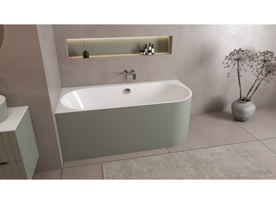 Polysan ASTRA L MONOLITH asymetrická vaňa 160x75x60cm, biela/verde 33611M.44