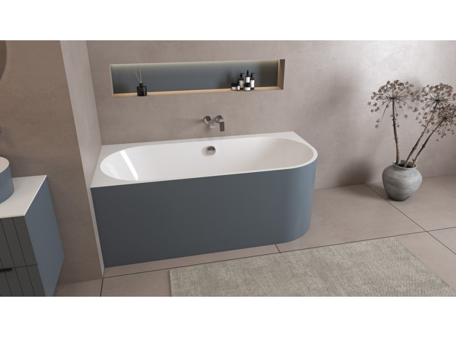 Polysan ASTRA L MONOLITH asymetrická vaňa 160x75x60cm, biela/siena 33611M.42