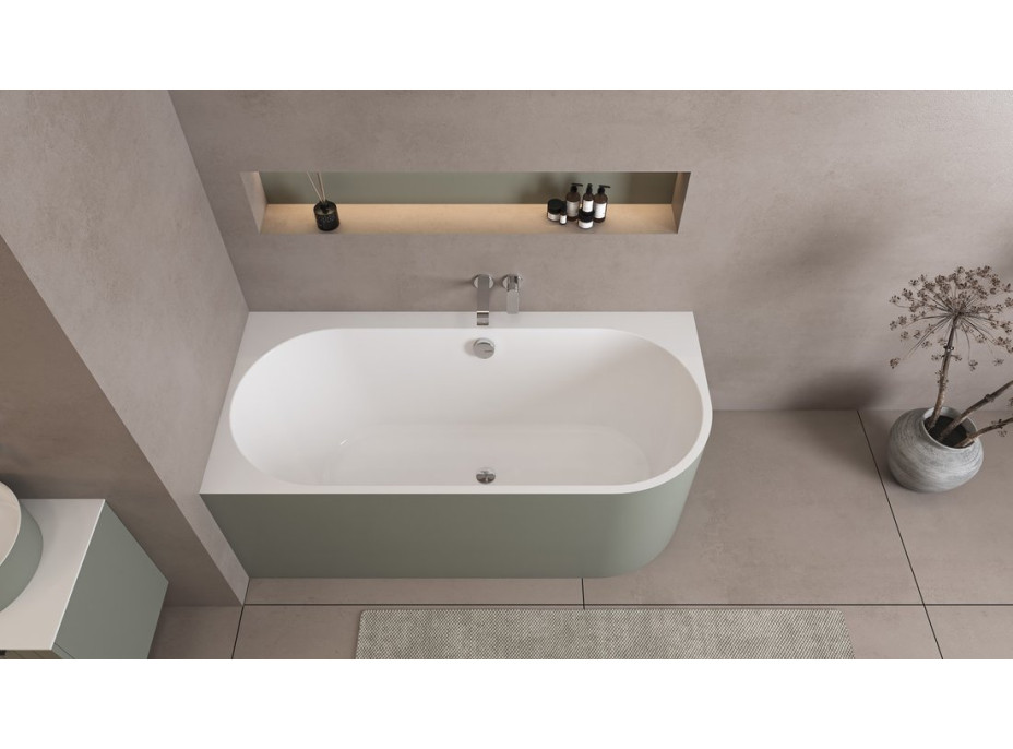 Polysan ASTRA L MONOLITH asymetrická vaňa 160x75x60cm, biela/verde 33611M.44