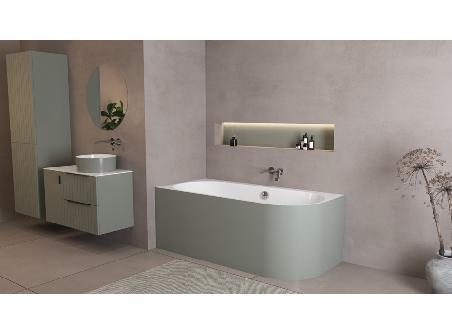 Polysan ASTRA L MONOLITH asymetrická vaňa 160x75x60cm, biela/verde 33611M.44