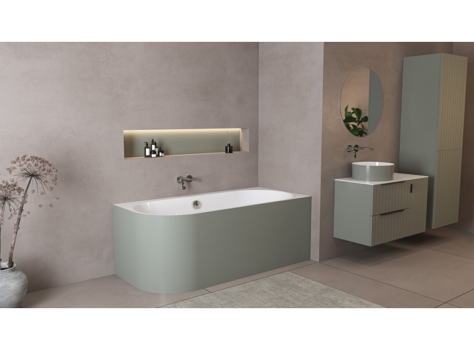 Polysan ASTRA R MONOLITH asymetrická vaňa 160x75x60cm, biela/verde 34611M.44