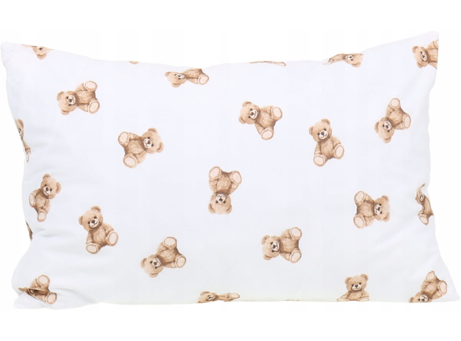Detské bavlnené obliečky do postieľky 120x90 cm BABYMAM PREMIUM - Medvedík Teddy - biele