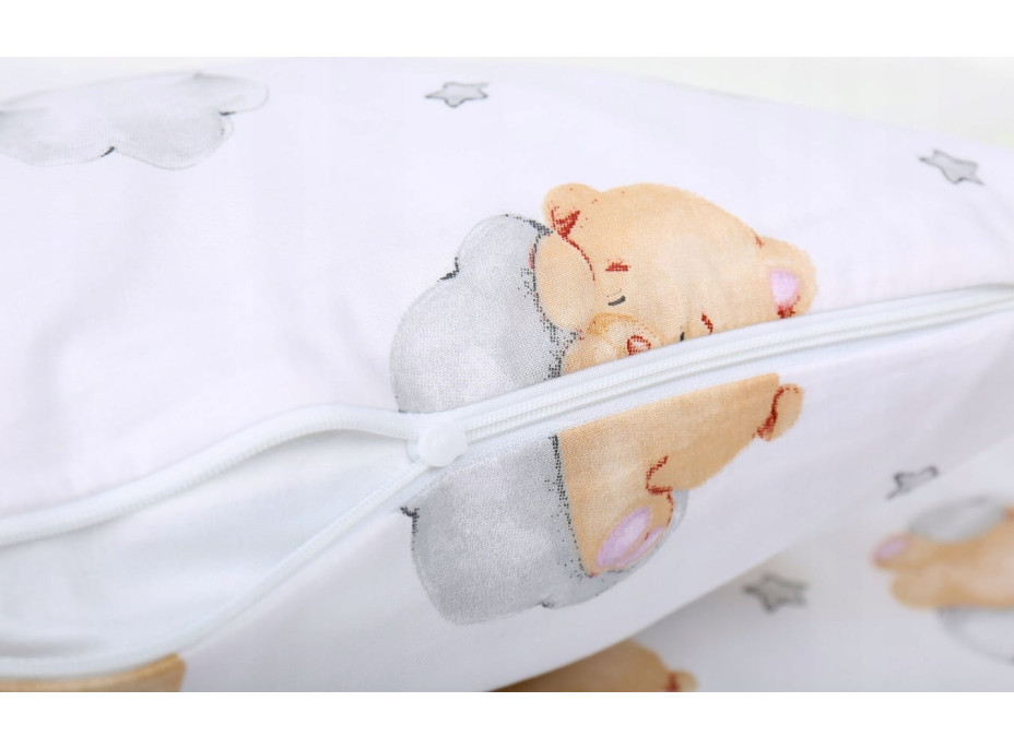 Detské bavlnené obliečky do postieľky 135x100 cm BABYMAM PREMIUM - Medvedík v oblakoch