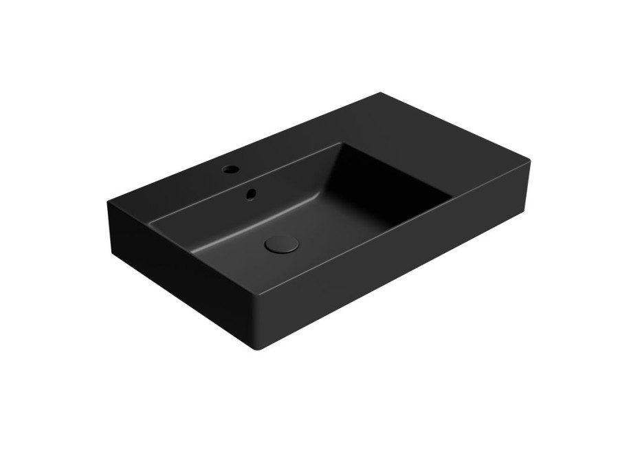 GSI KUBE X keramické umývadlo 80x47cm, s odkladacou plochou vpravo, čierna mat 9456126