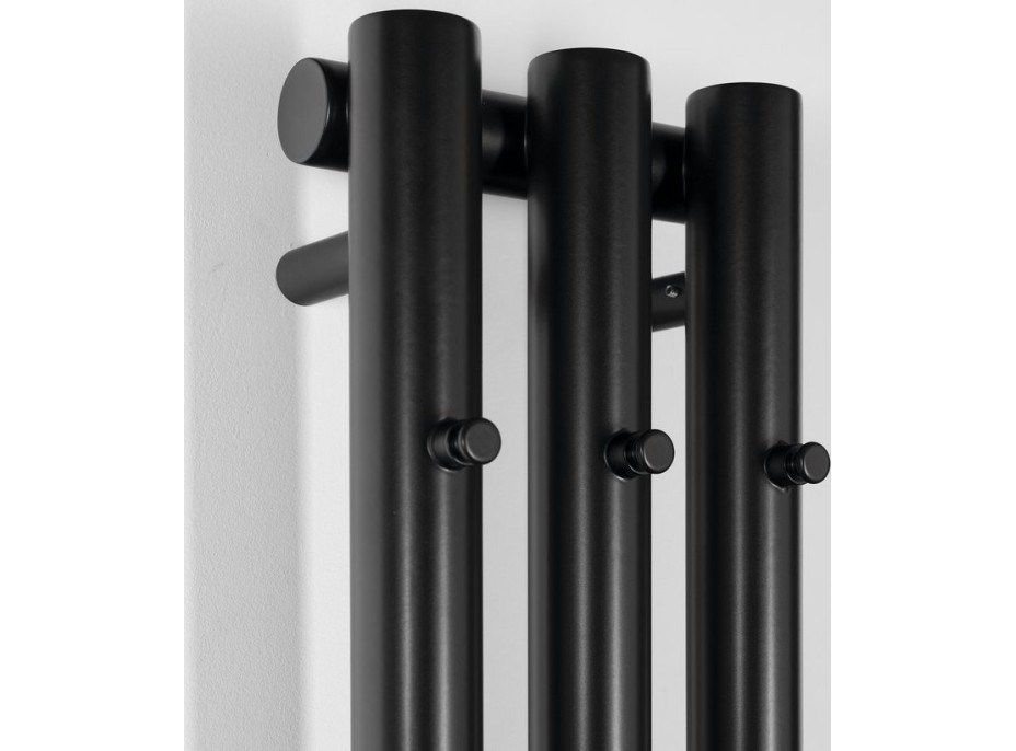 Sapho PILON vykurovacie teleso 196x1800mm, s tromi háčikmi pre uterák, čierna mat IZ128T