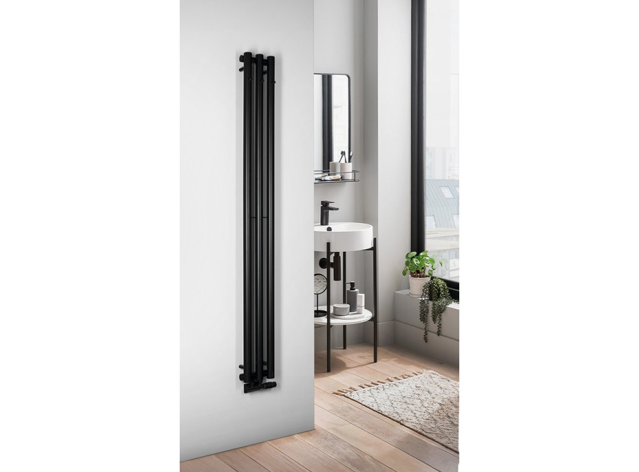 Sapho PILON vykurovacie teleso 196x1800mm, s tromi háčikmi pre uterák, čierna mat IZ128T