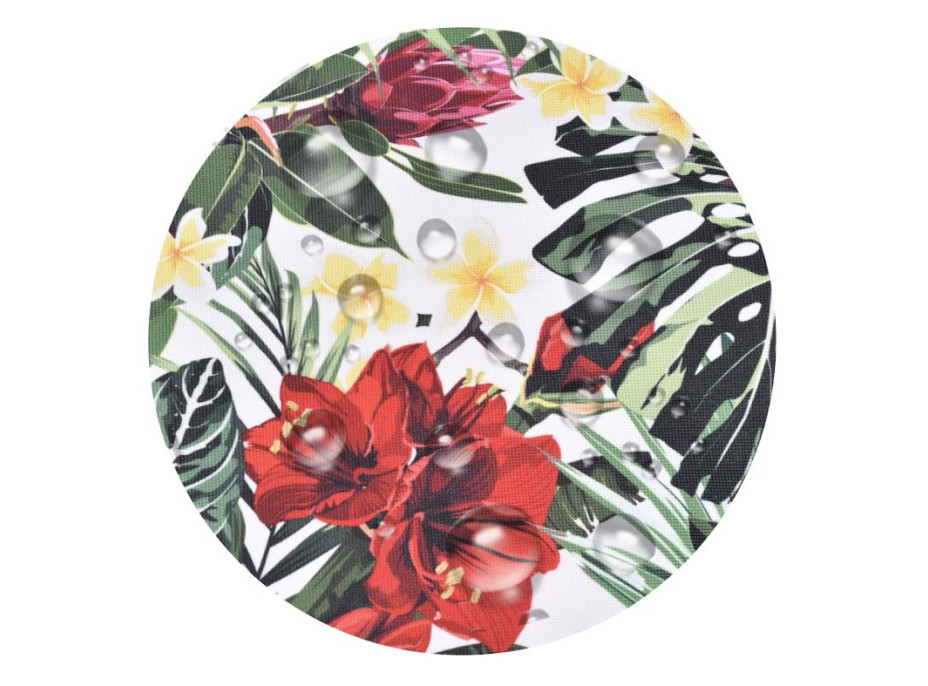 Vodeodolný sedací MAXI vankúš 100x15 cm do závesného kresla - červené kvety / sivý