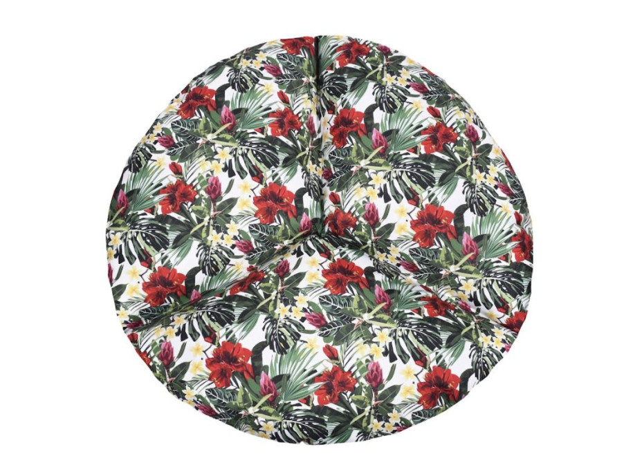 Vodeodolný sedací MAXI vankúš 100x15 cm do závesného kresla - červené kvety / sivý