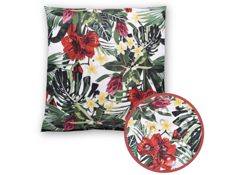 Vodeodolný sedací MAXI vankúš 100x15 cm do závesného kresla - červené kvety / sivý